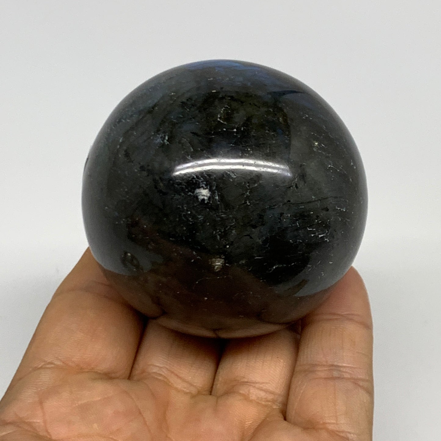 255.5g, 2.2"(55mm), Labradorite Sphere Gemstone,Crystal @Madagascar, B29866