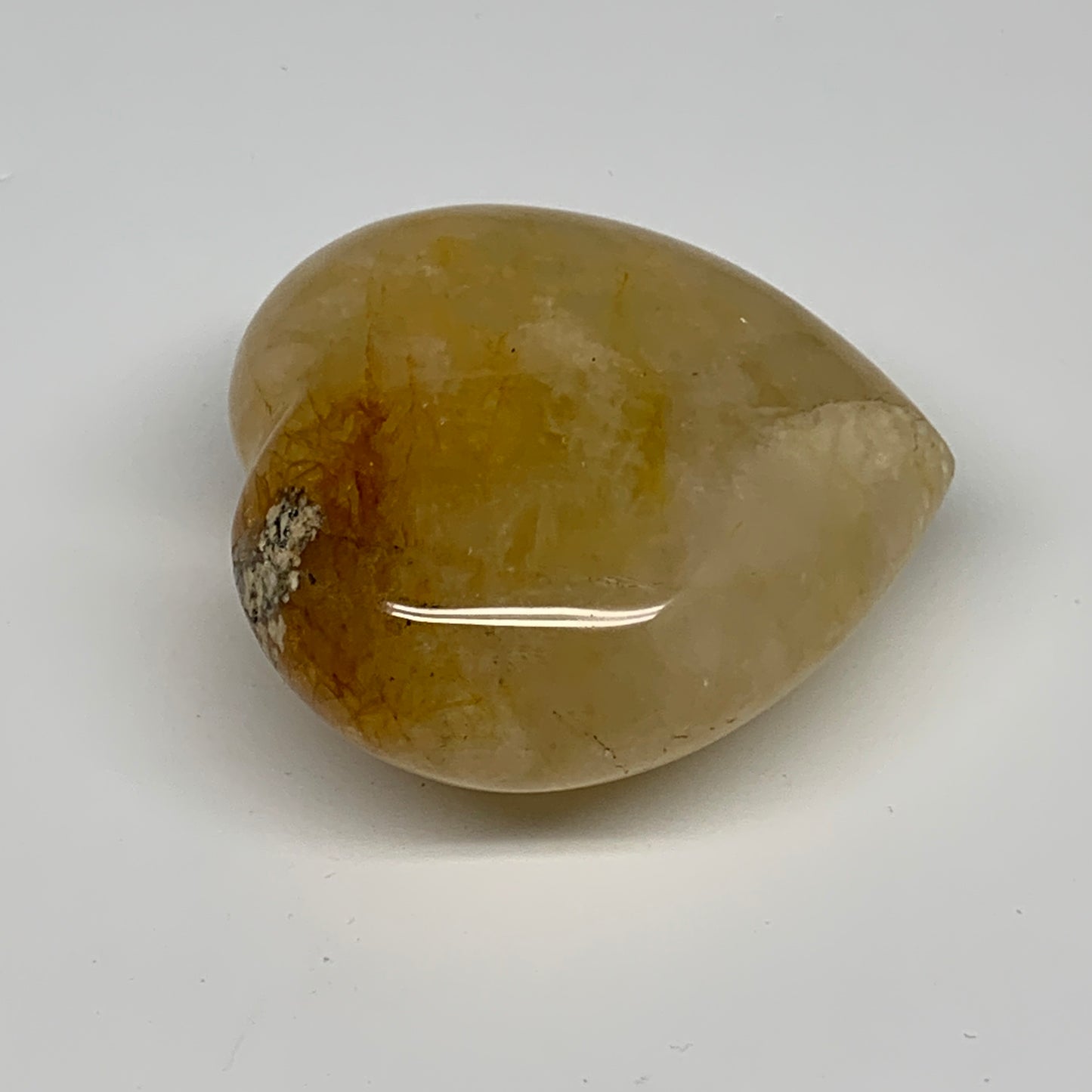 348.5g, 3.1"x3.1"x1.6" Yellow Healing Quartz Heart Crystal @Madagascar, B30575