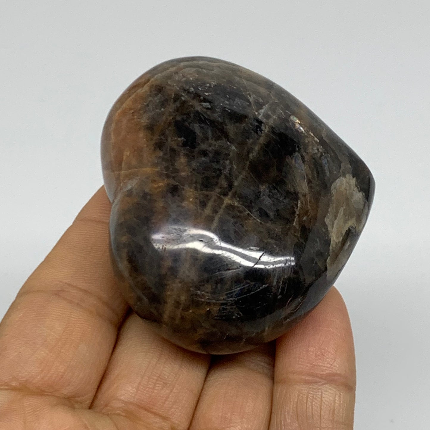 0.24 lbs, 2"x2.3"x1.1", Black Moonstone Heart Polished Crystal Decor, B37846