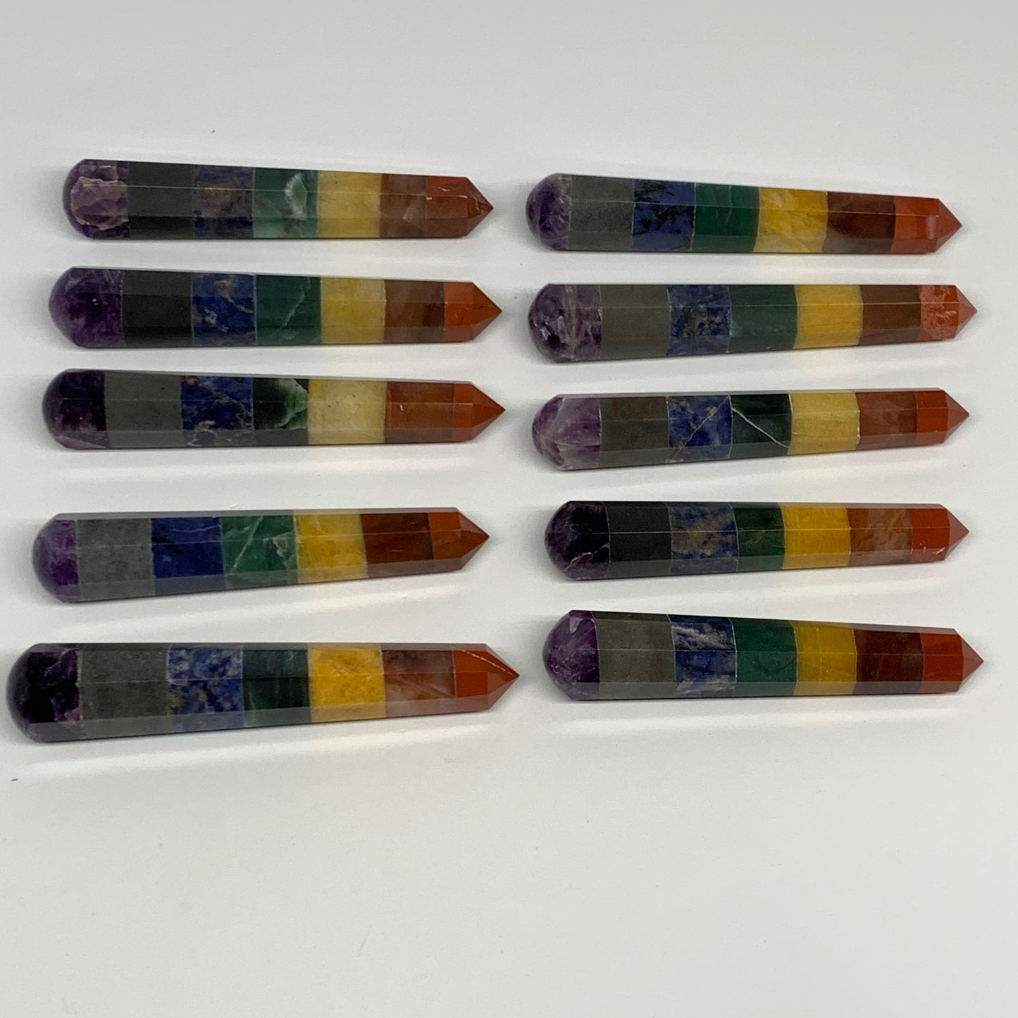 2.2 lbs, 4.7" - 5.3", 10pcs, 7 Chakra Towers, Obelisks, Points, B29087