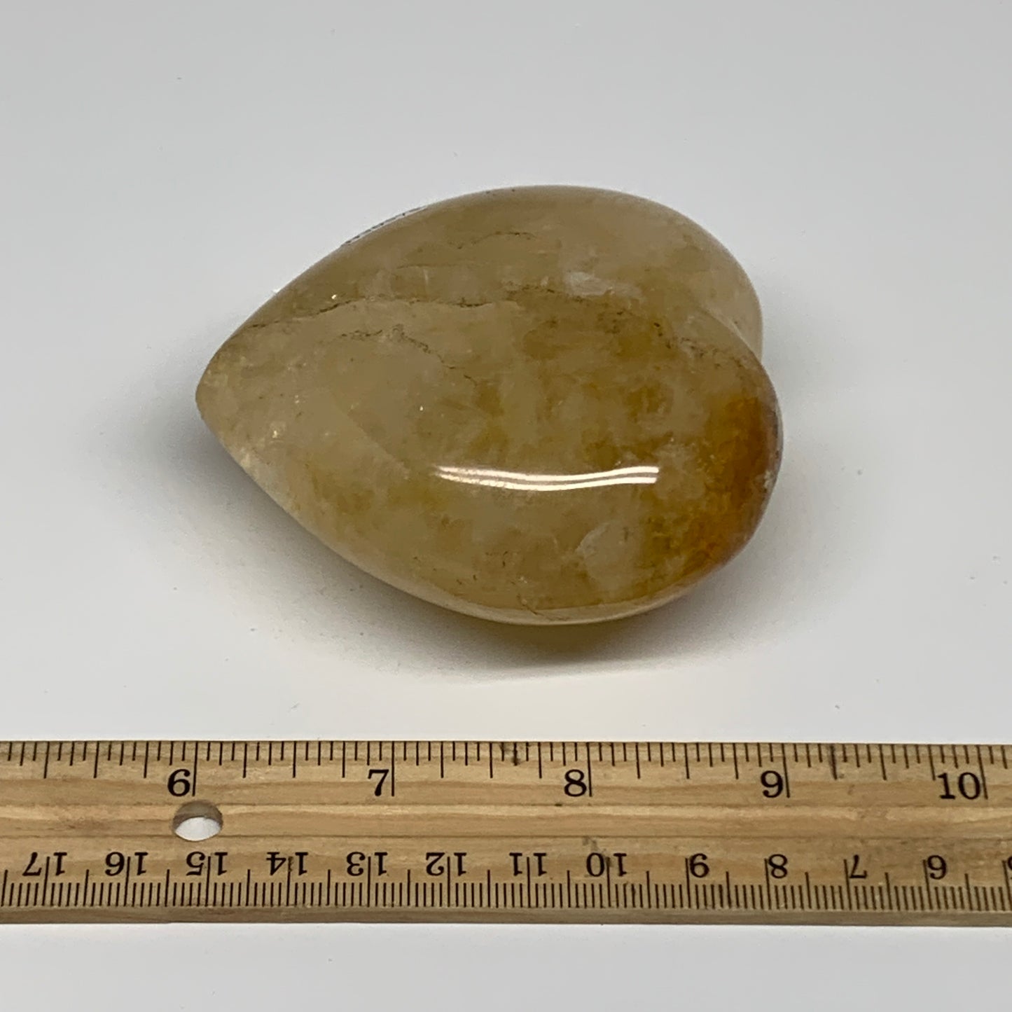 348.5g, 3.1"x3.1"x1.6" Yellow Healing Quartz Heart Crystal @Madagascar, B30575