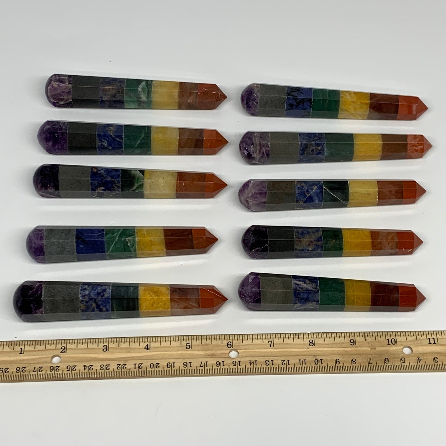 2.2 lbs, 4.7" - 5.3", 10pcs, 7 Chakra Towers, Obelisks, Points, B29087