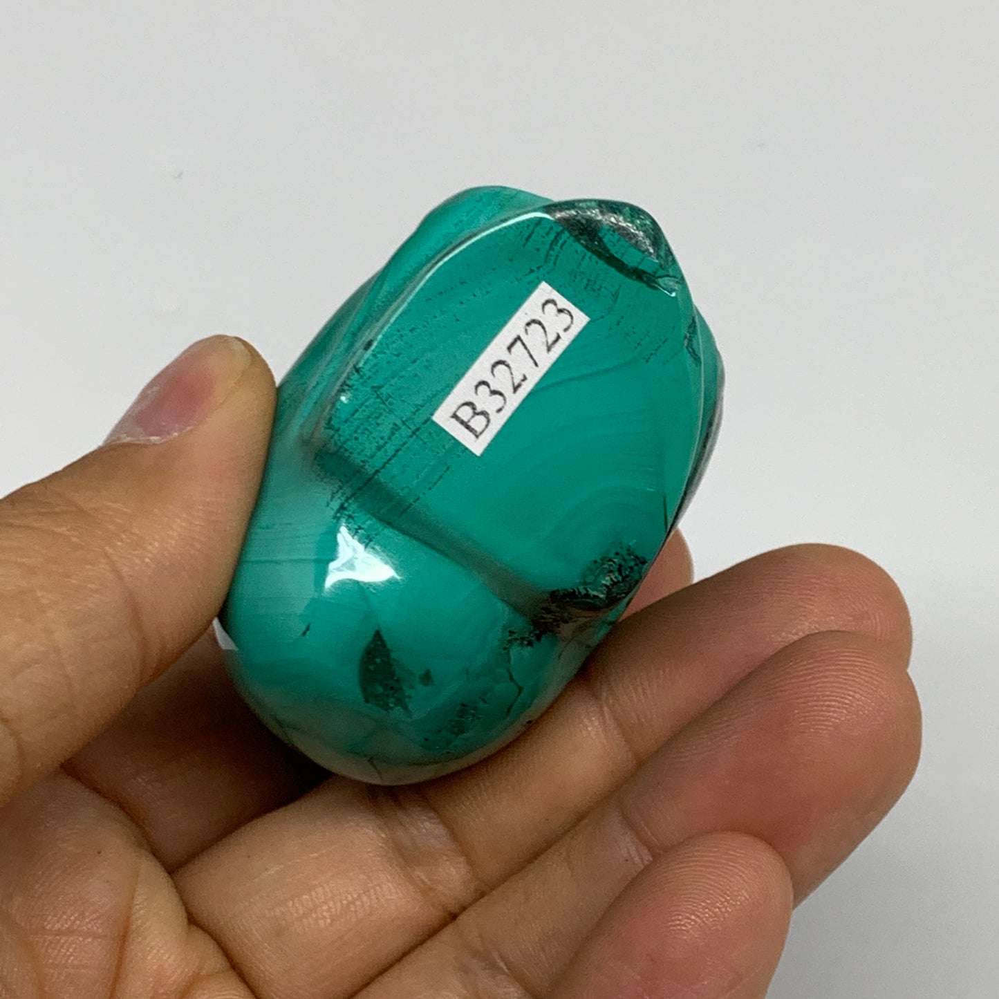 137.7g, 1.9"x1.4"x1.5", Natural Solid Malachite Skull From Congo, B32723