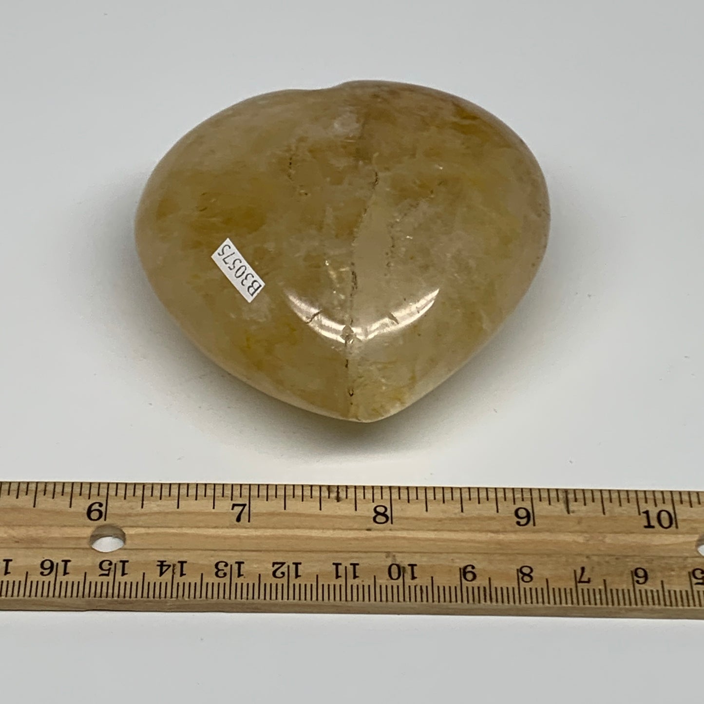 348.5g, 3.1"x3.1"x1.6" Yellow Healing Quartz Heart Crystal @Madagascar, B30575
