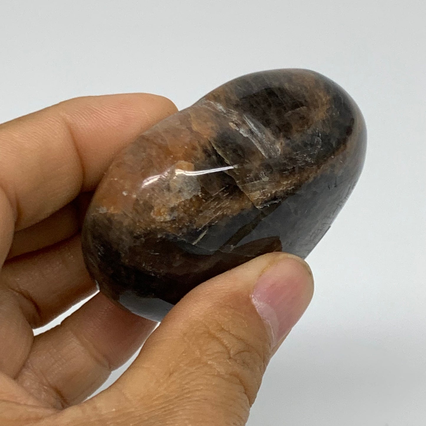 0.24 lbs, 2"x2.3"x1.1", Black Moonstone Heart Polished Crystal Decor, B37846