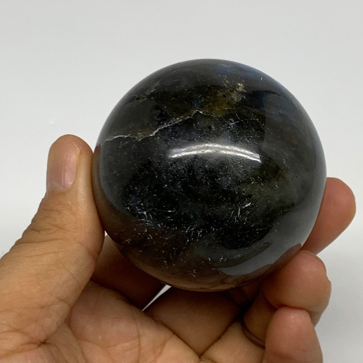 255.5g, 2.2"(55mm), Labradorite Sphere Gemstone,Crystal @Madagascar, B29866
