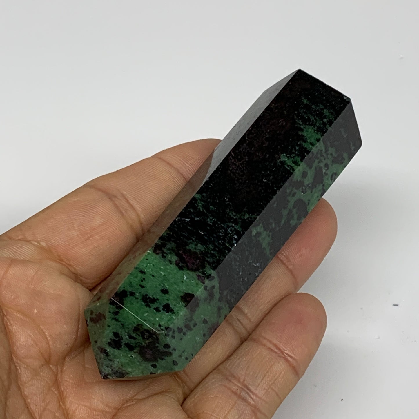 119.1g, 3.5"x0.9", Natural Ruby Zoisite Tower Point Obelisk @India, B31417