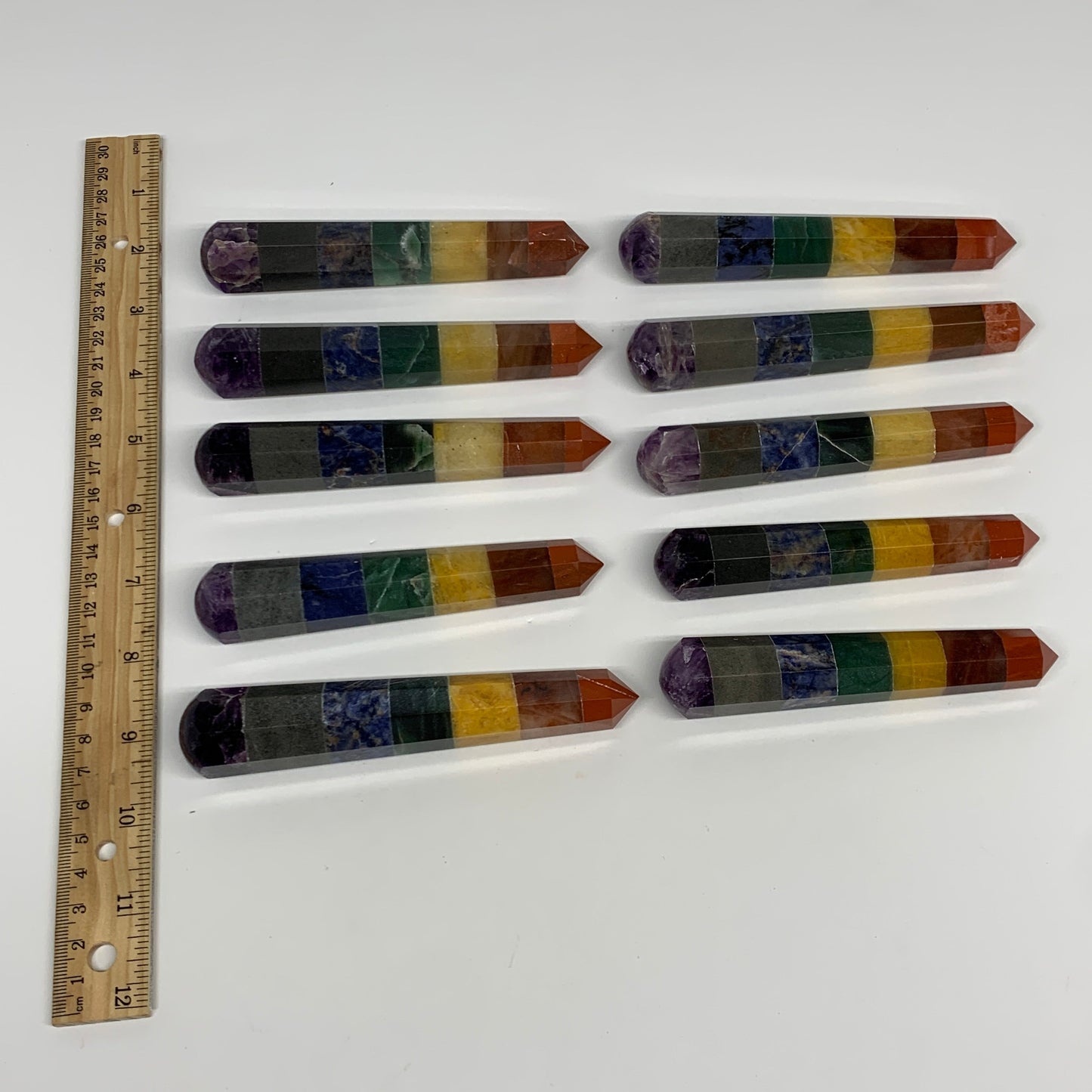 2.2 lbs, 4.7" - 5.3", 10pcs, 7 Chakra Towers, Obelisks, Points, B29087