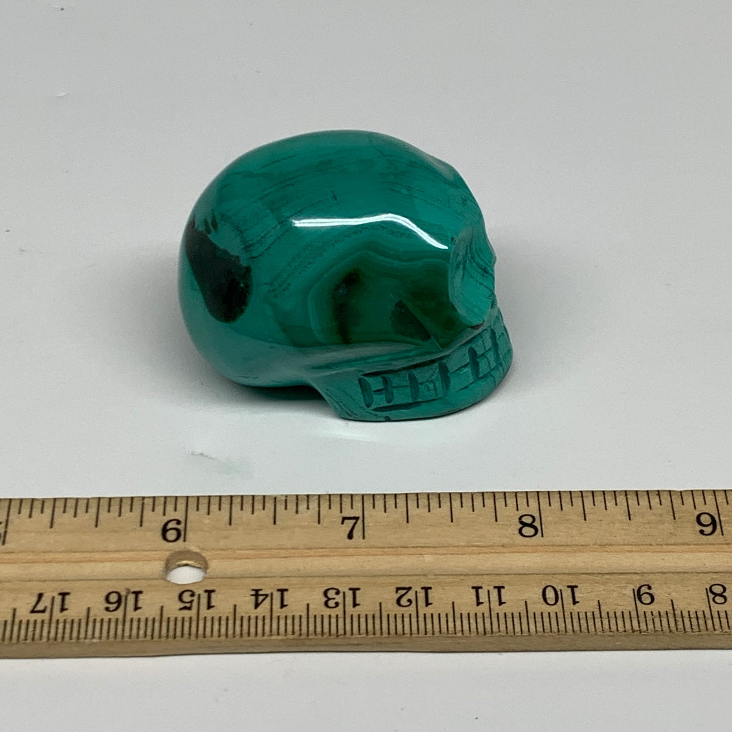 137.7g, 1.9"x1.4"x1.5", Natural Solid Malachite Skull From Congo, B32723