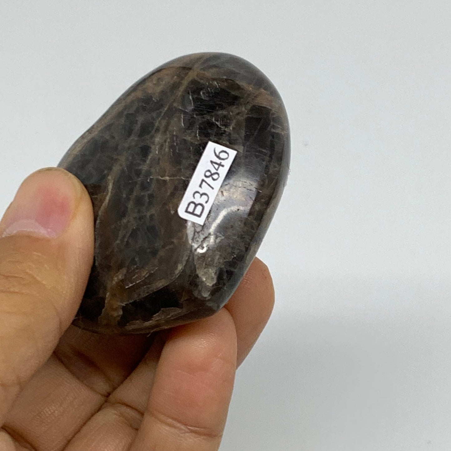 0.24 lbs, 2"x2.3"x1.1", Black Moonstone Heart Polished Crystal Decor, B37846