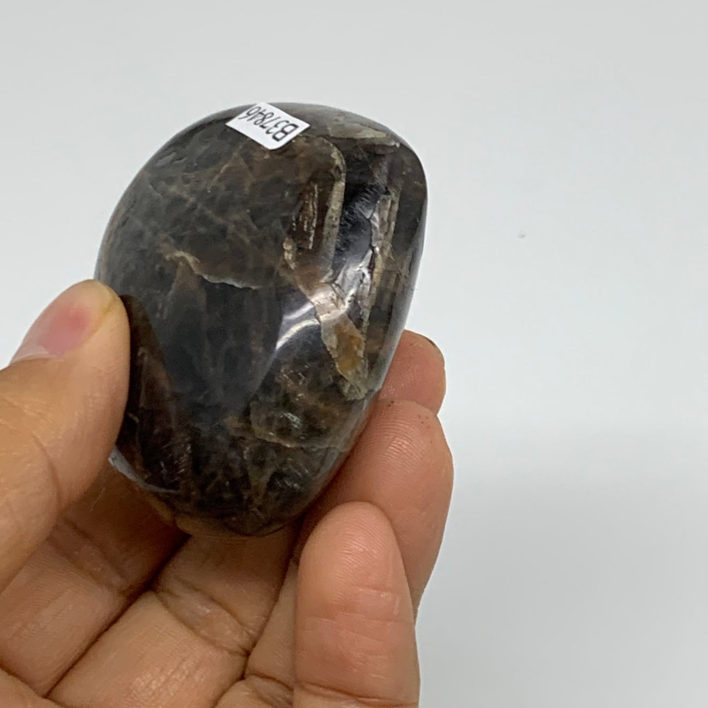 0.24 lbs, 2"x2.3"x1.1", Black Moonstone Heart Polished Crystal Decor, B37846