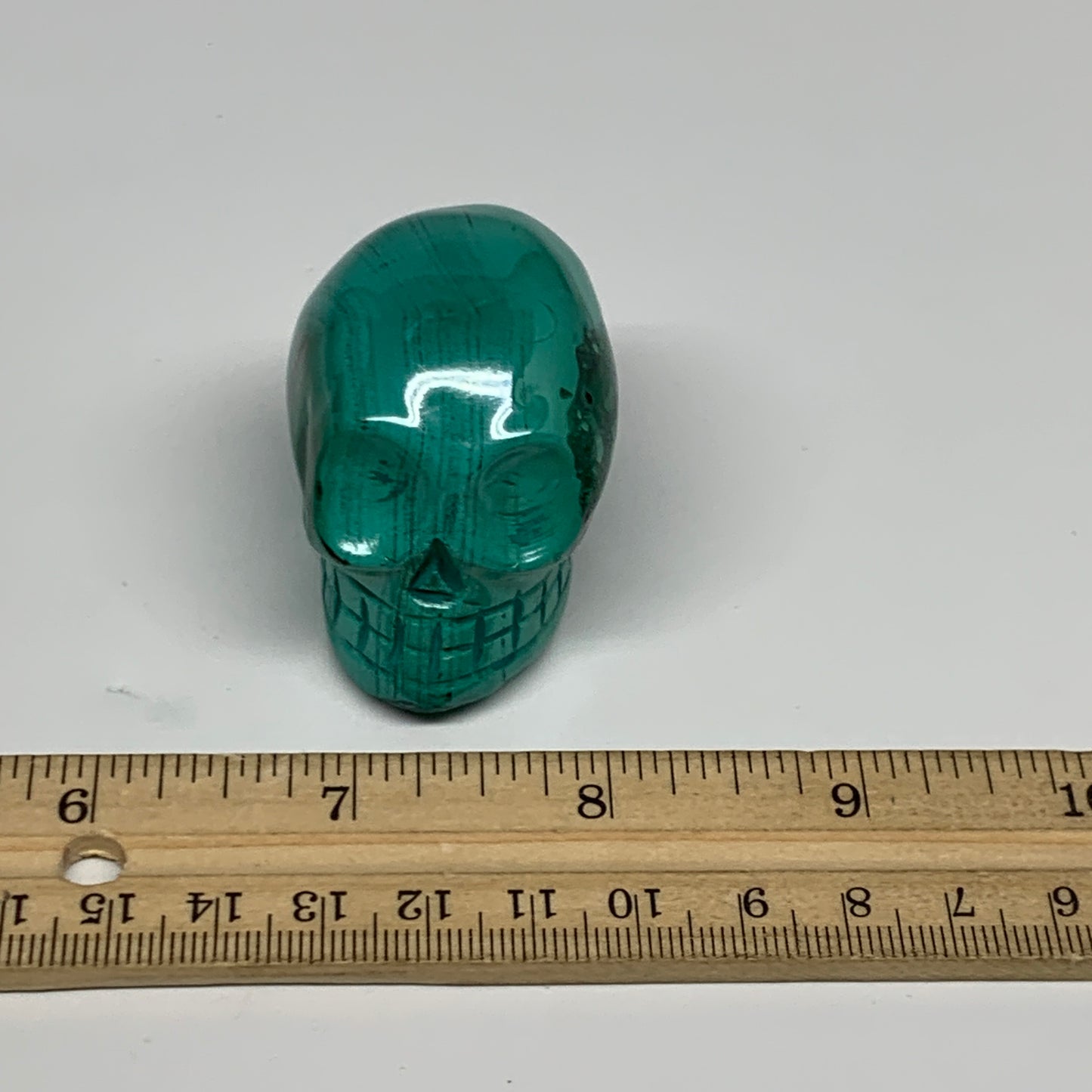 137.7g, 1.9"x1.4"x1.5", Natural Solid Malachite Skull From Congo, B32723