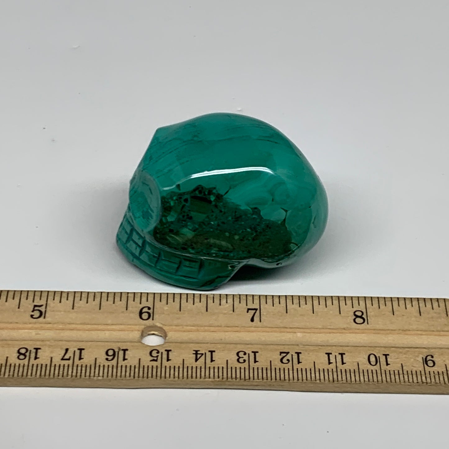 137.7g, 1.9"x1.4"x1.5", Natural Solid Malachite Skull From Congo, B32723