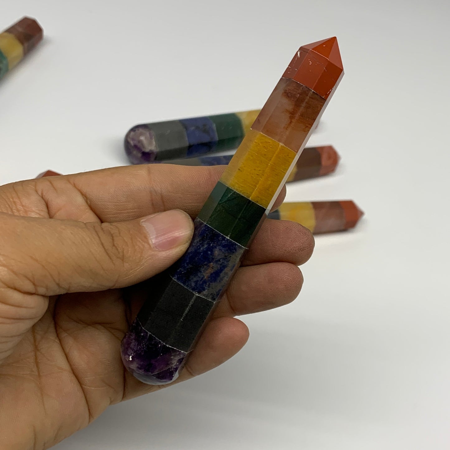 2.2 lbs, 4.7" - 5.3", 10pcs, 7 Chakra Towers, Obelisks, Points, B29087