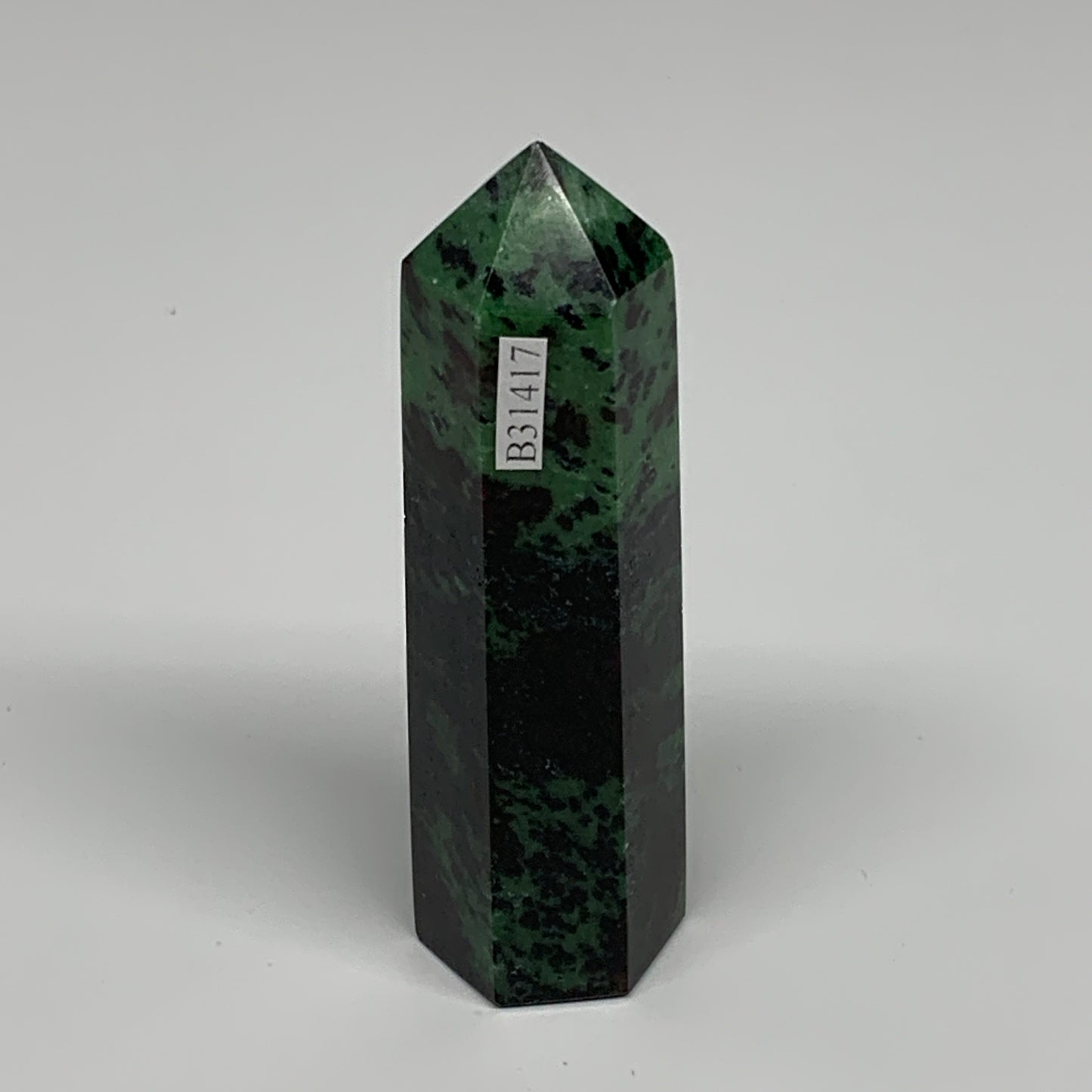 119.1g, 3.5"x0.9", Natural Ruby Zoisite Tower Point Obelisk @India, B31417