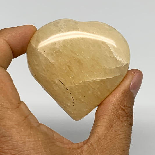 91.2g,2"x2.1"x0.8" Natural Yellow Aventurine Heart Crystal Stone @India, B28340