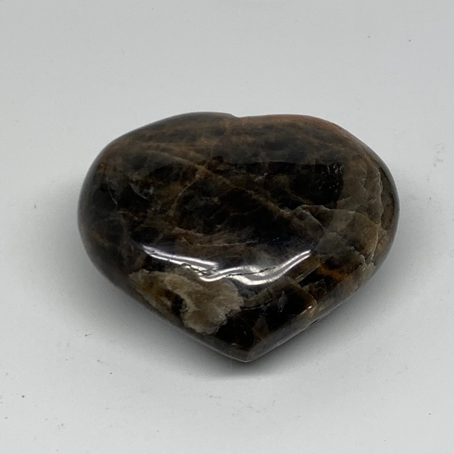 0.24 lbs, 2"x2.3"x1.1", Black Moonstone Heart Polished Crystal Decor, B37846