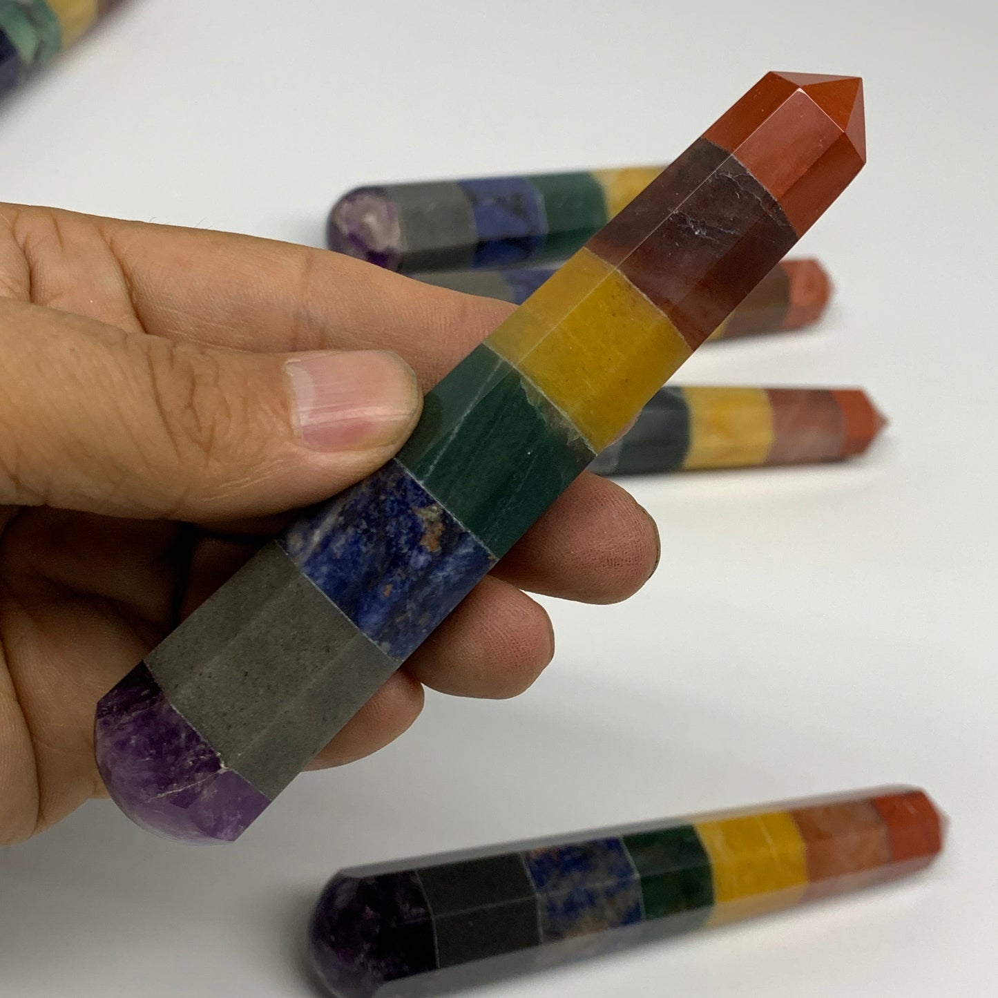 2.2 lbs, 4.7" - 5.3", 10pcs, 7 Chakra Towers, Obelisks, Points, B29087