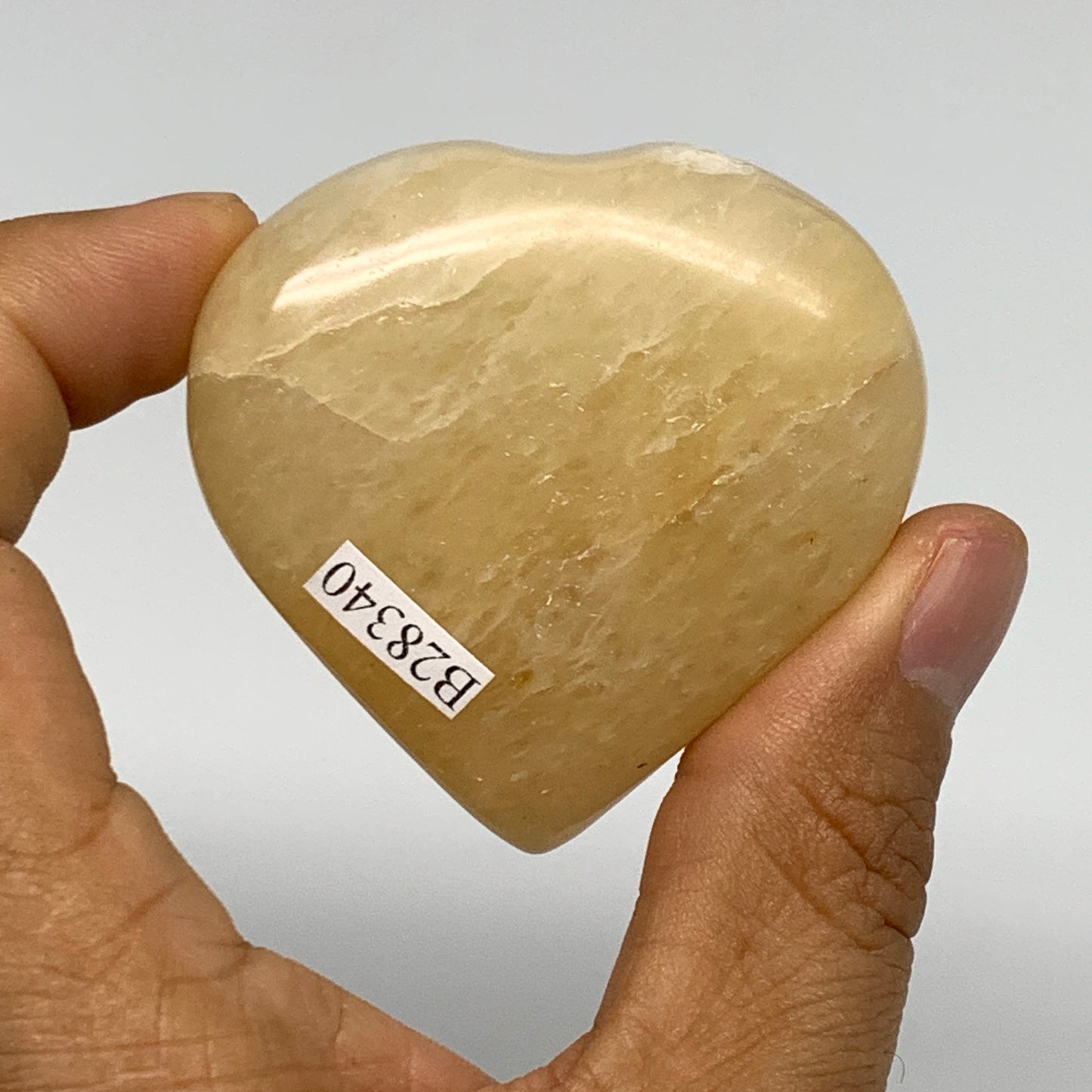 91.2g,2"x2.1"x0.8" Natural Yellow Aventurine Heart Crystal Stone @India, B28340