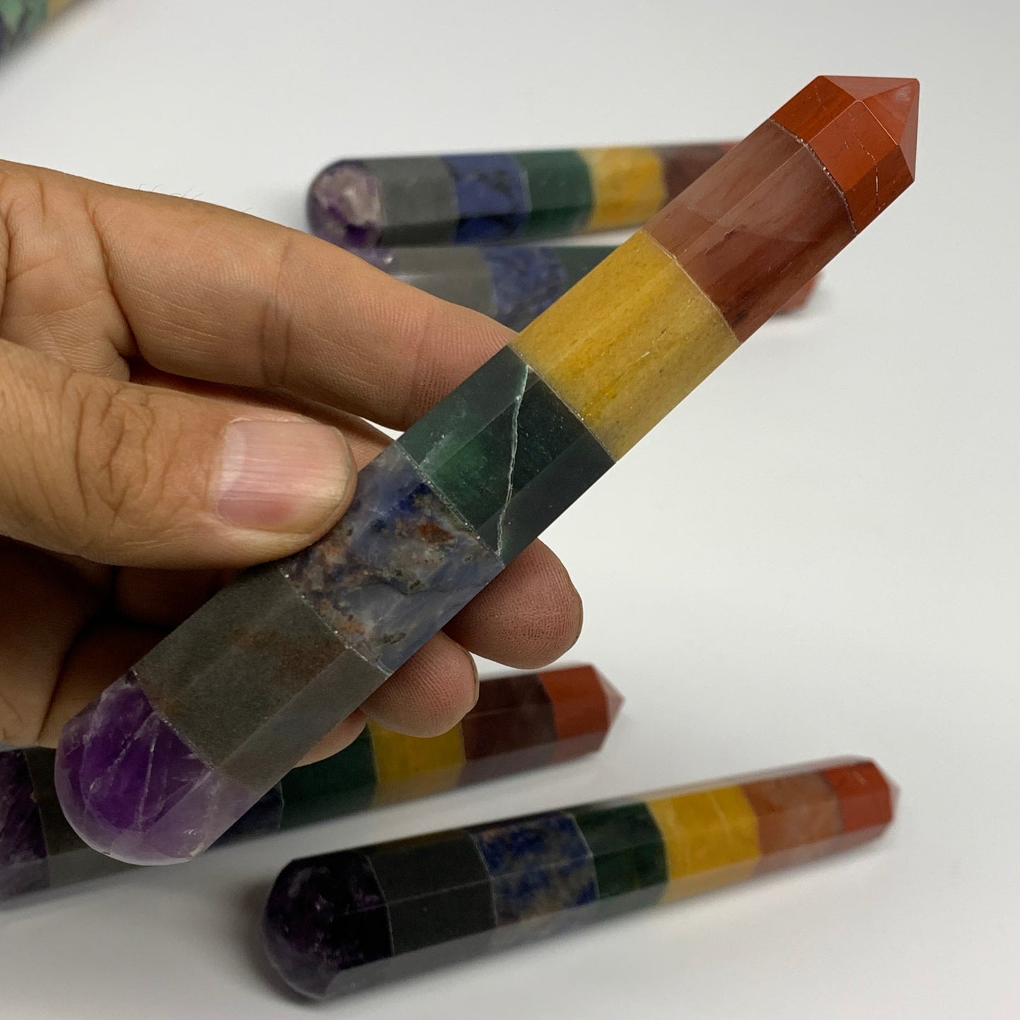 2.2 lbs, 4.7" - 5.3", 10pcs, 7 Chakra Towers, Obelisks, Points, B29087