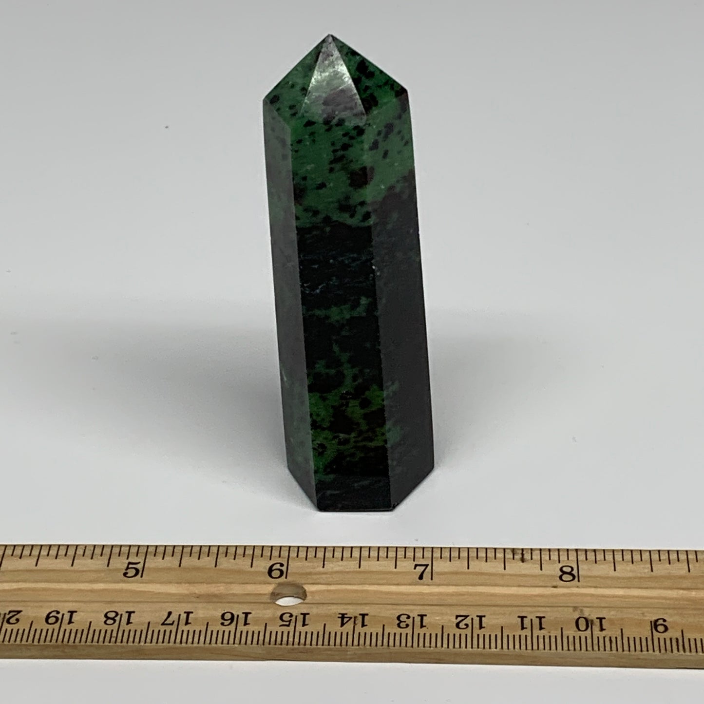 119.1g, 3.5"x0.9", Natural Ruby Zoisite Tower Point Obelisk @India, B31417