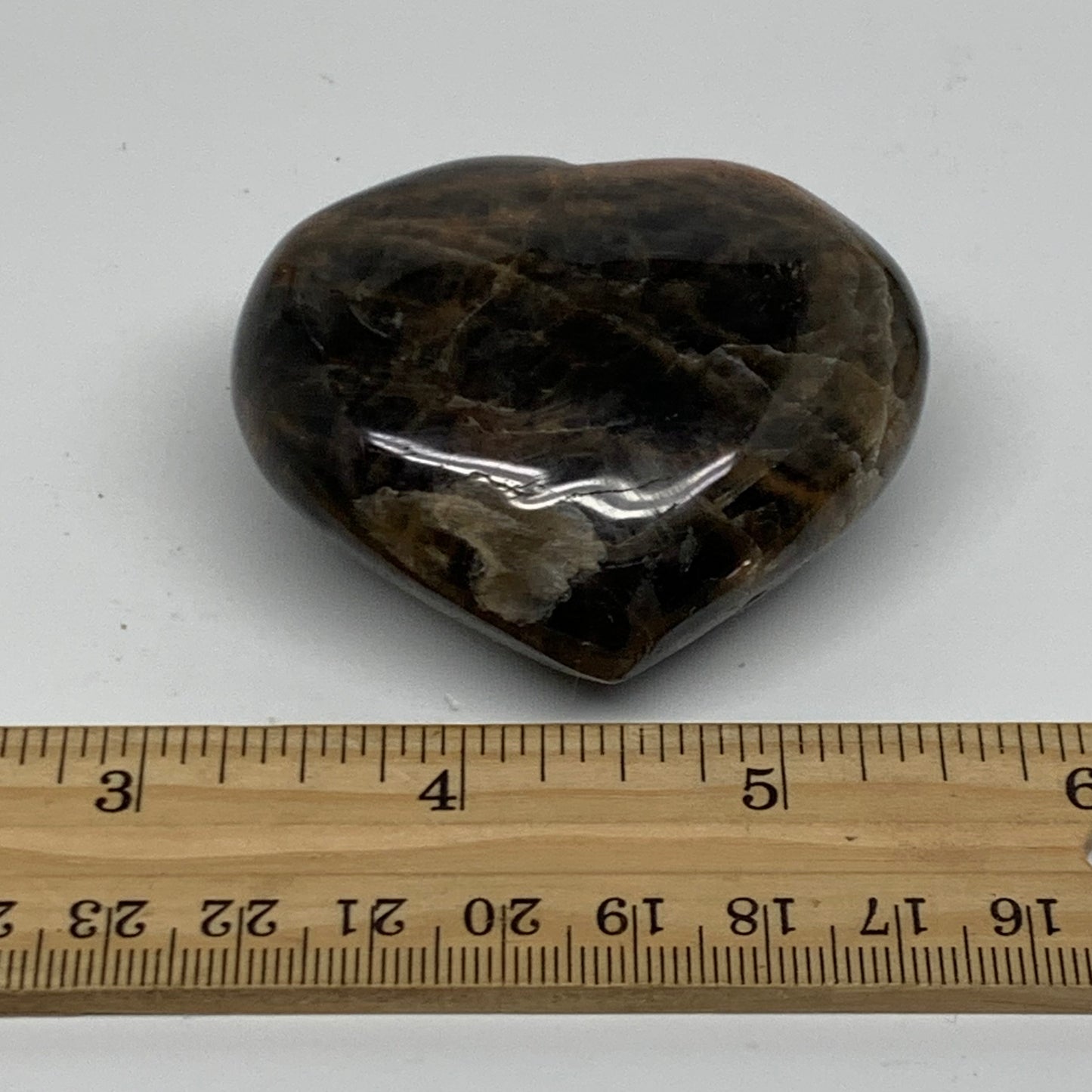 0.24 lbs, 2"x2.3"x1.1", Black Moonstone Heart Polished Crystal Decor, B37846