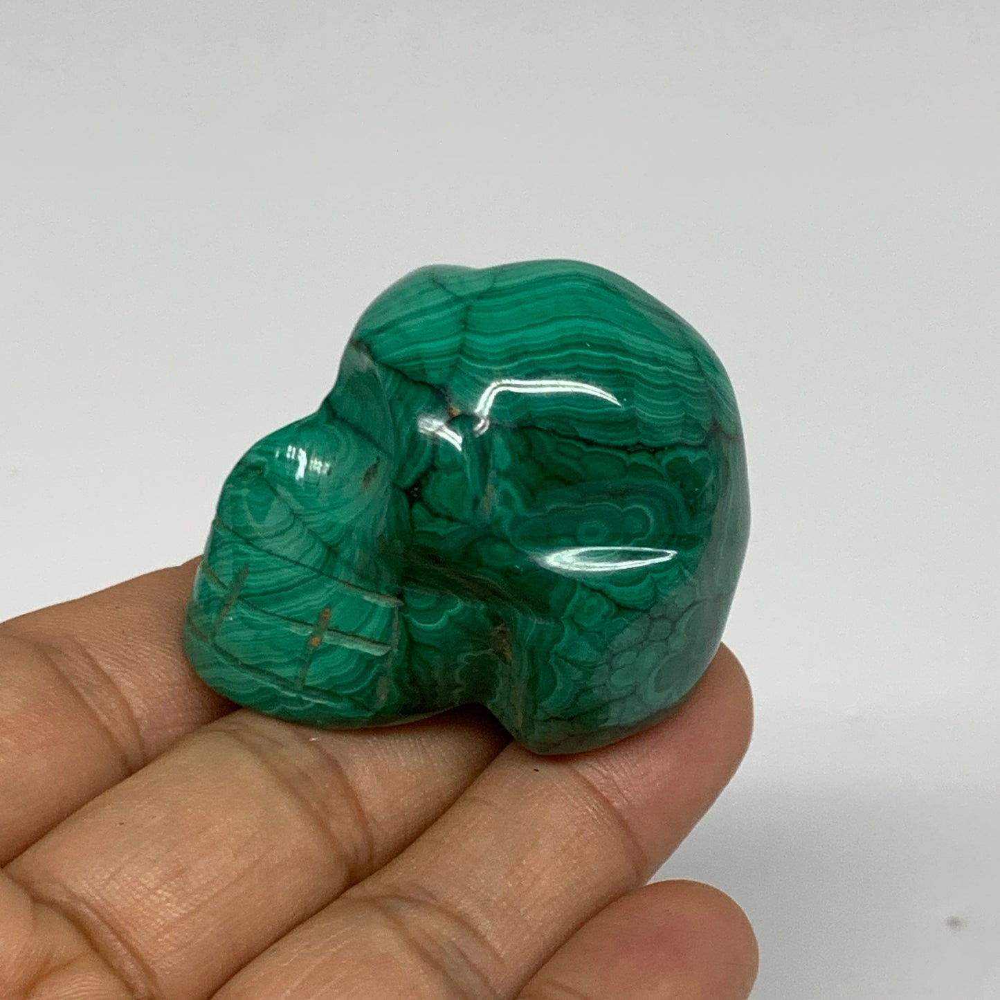 98.1g, 1.8"x1.2"x1.4", Natural Solid Malachite Skull From Congo, B32724