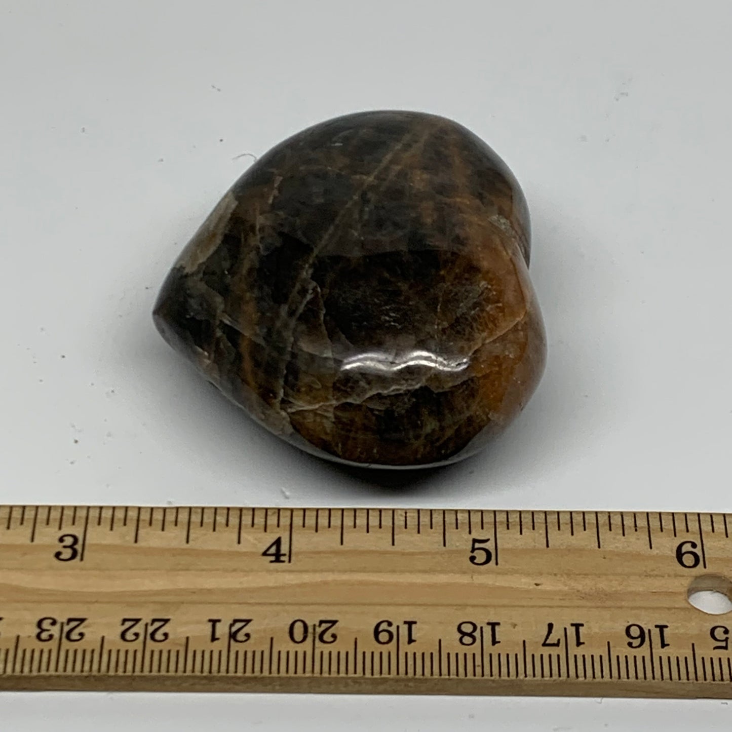 0.24 lbs, 2"x2.3"x1.1", Black Moonstone Heart Polished Crystal Decor, B37846
