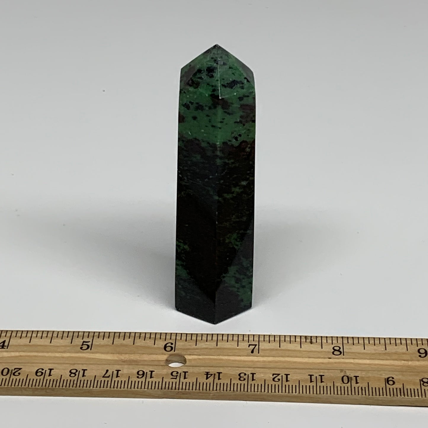 119.1g, 3.5"x0.9", Natural Ruby Zoisite Tower Point Obelisk @India, B31417