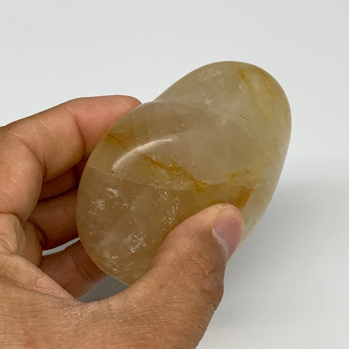 238.4g, 2.7"x3"x1.3" Yellow Healing Quartz Heart Crystal @Madagascar, B30576