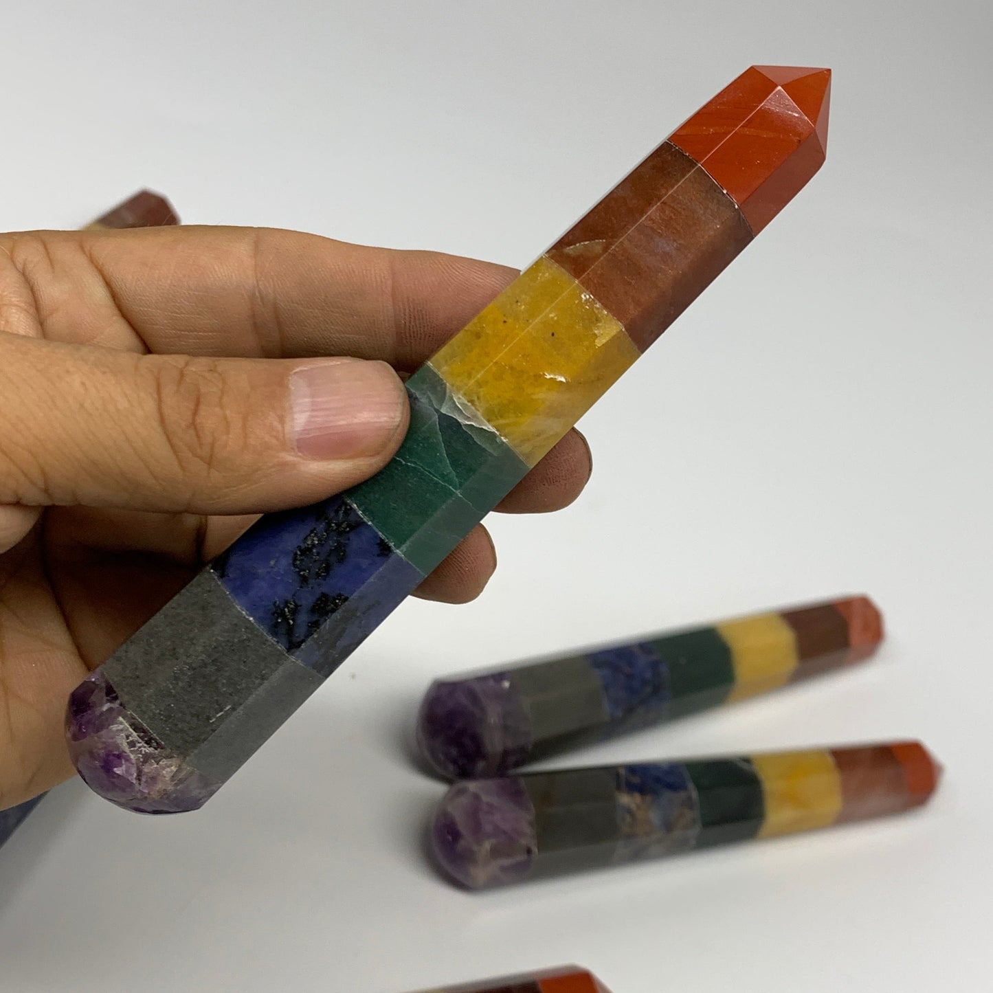 2.2 lbs, 4.7" - 5.3", 10pcs, 7 Chakra Towers, Obelisks, Points, B29087