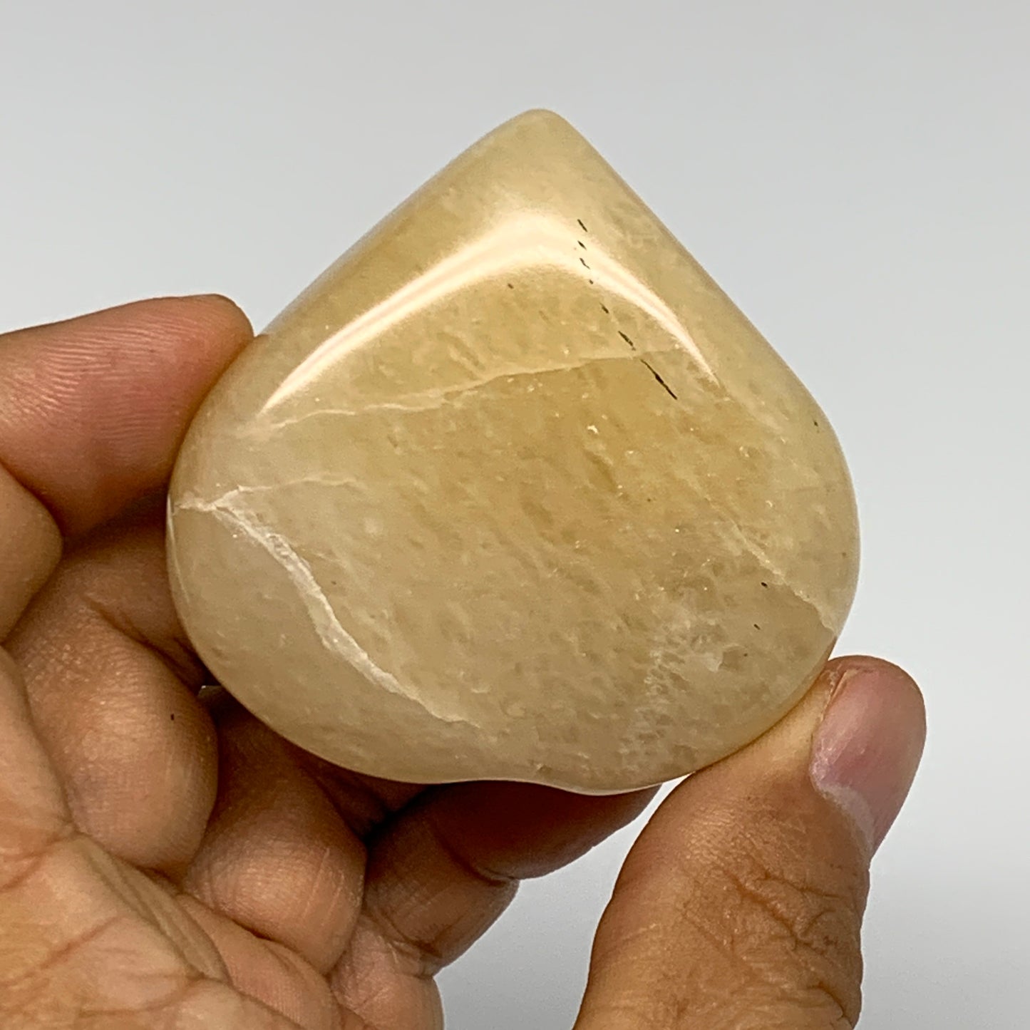 91.2g,2"x2.1"x0.8" Natural Yellow Aventurine Heart Crystal Stone @India, B28340