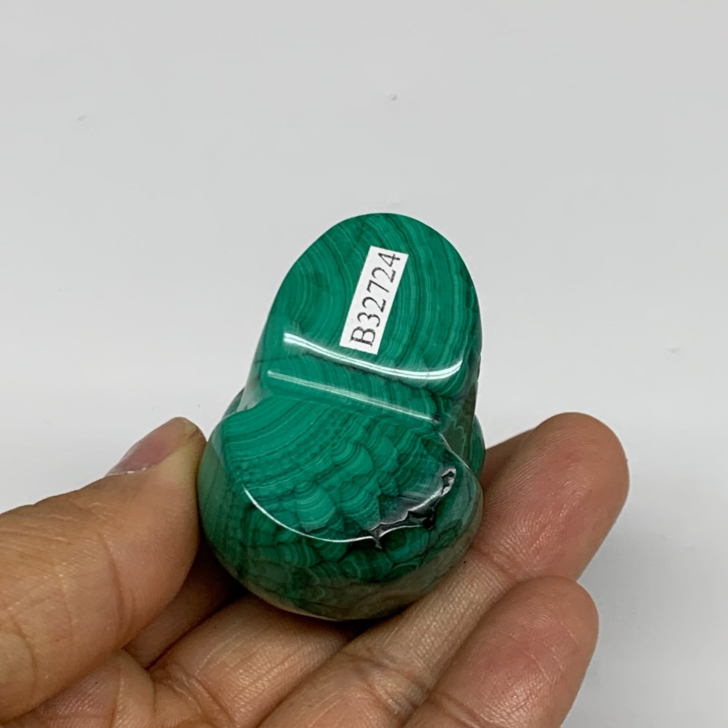 98.1g, 1.8"x1.2"x1.4", Natural Solid Malachite Skull From Congo, B32724