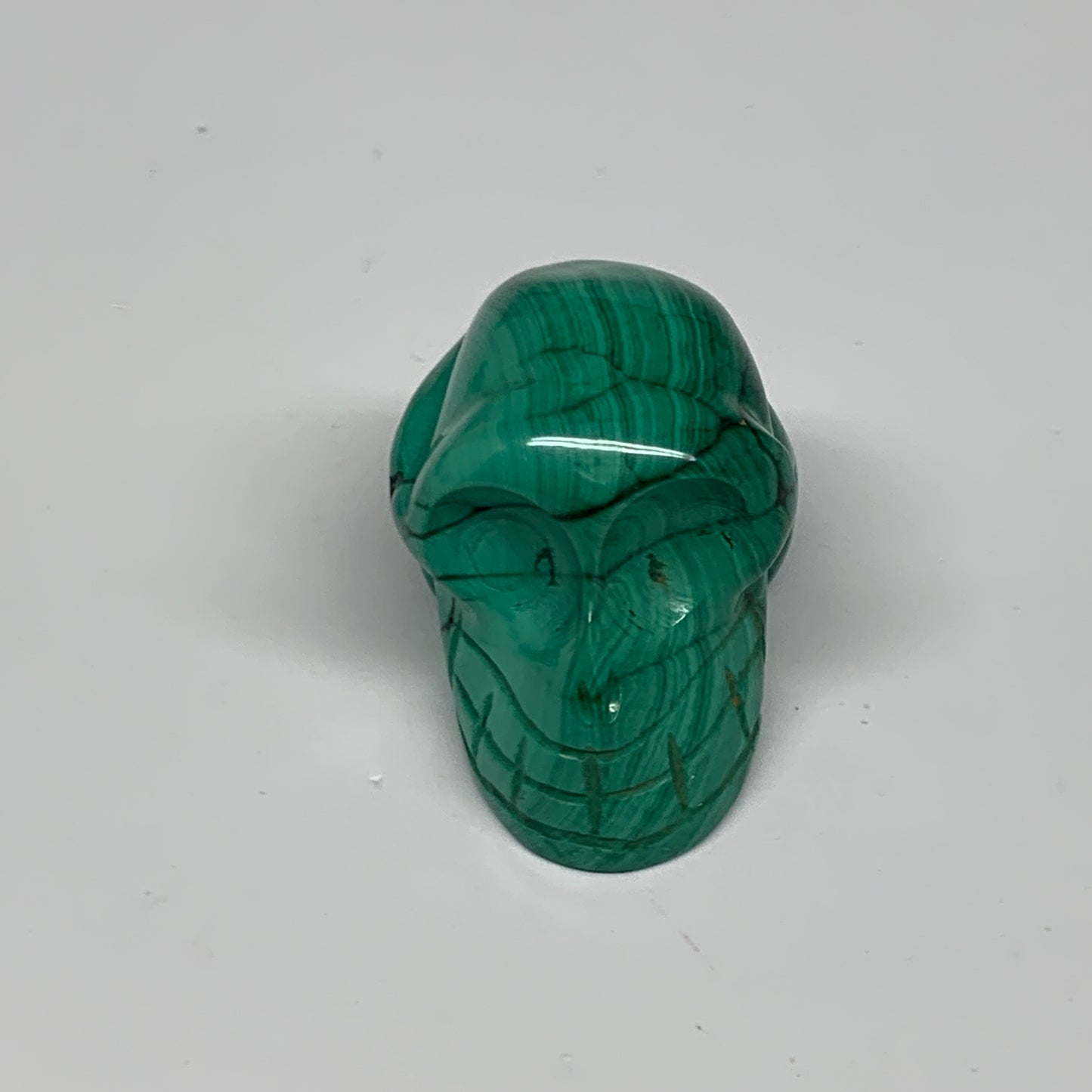 98.1g, 1.8"x1.2"x1.4", Natural Solid Malachite Skull From Congo, B32724