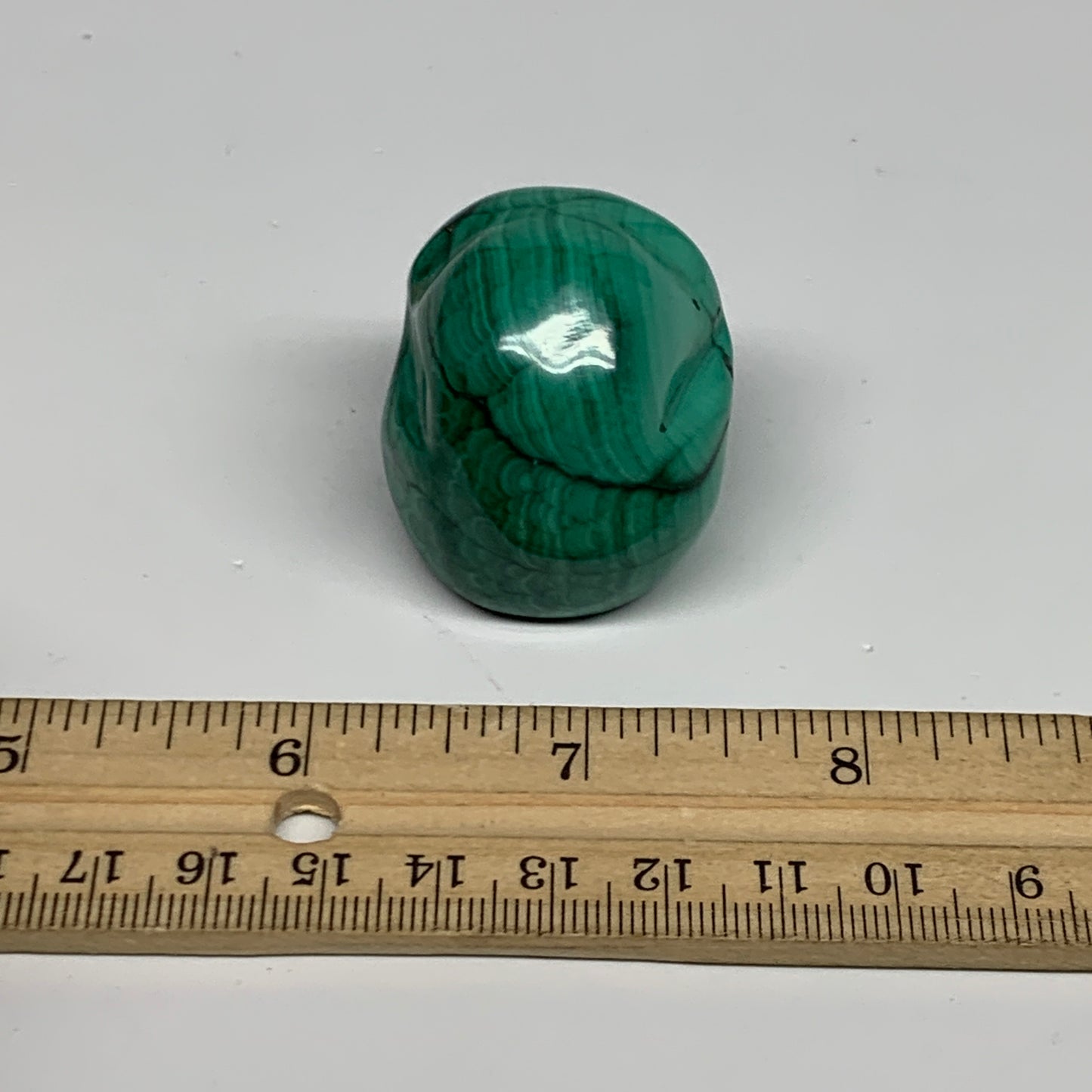 98.1g, 1.8"x1.2"x1.4", Natural Solid Malachite Skull From Congo, B32724