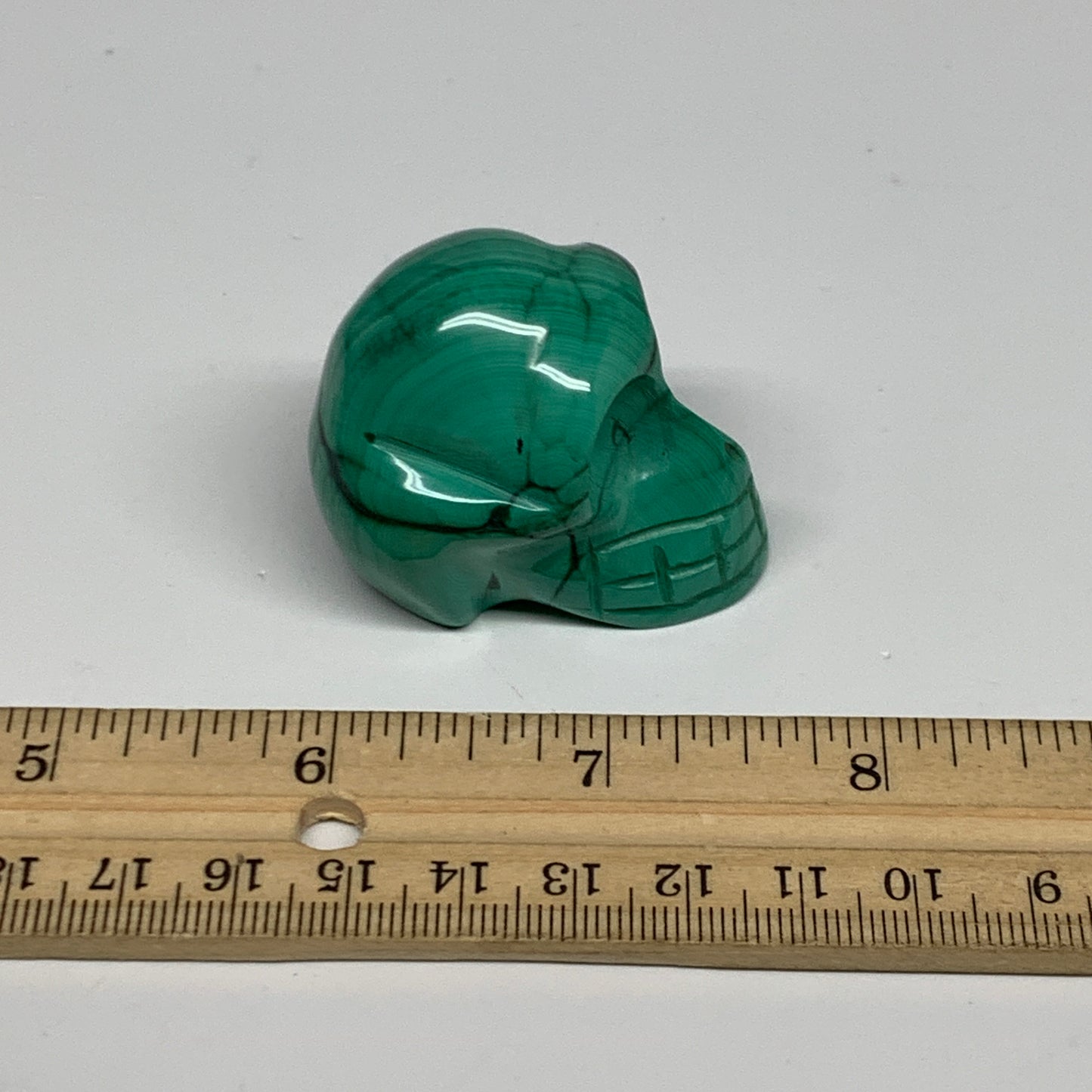 98.1g, 1.8"x1.2"x1.4", Natural Solid Malachite Skull From Congo, B32724