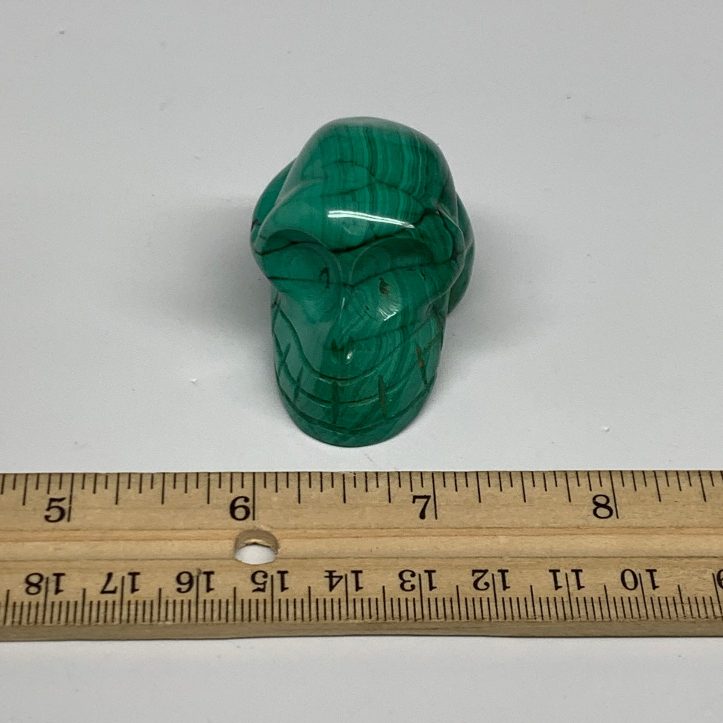 98.1g, 1.8"x1.2"x1.4", Natural Solid Malachite Skull From Congo, B32724