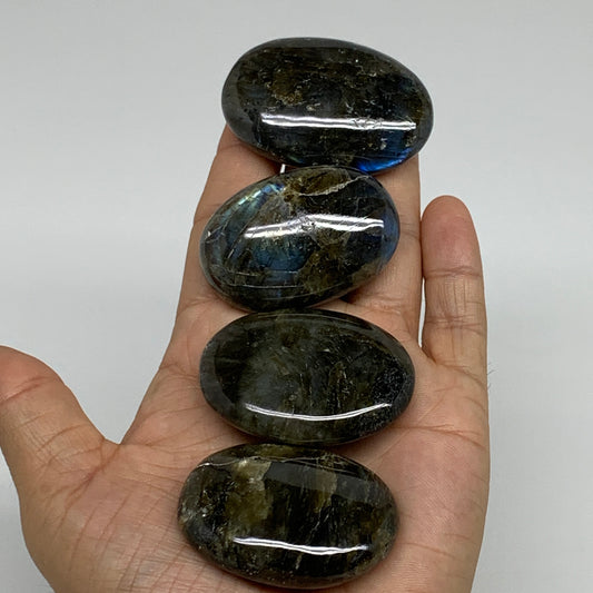 171.8g, 1.9"-2.1", 4pcs, Labradorite Palm-stone Tumbled Reiki, B35558