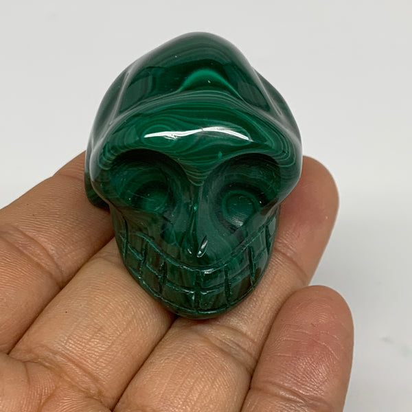 106.2g, 1.8"x1.2"x1.2", Natural Solid Malachite Skull From Congo, B32725