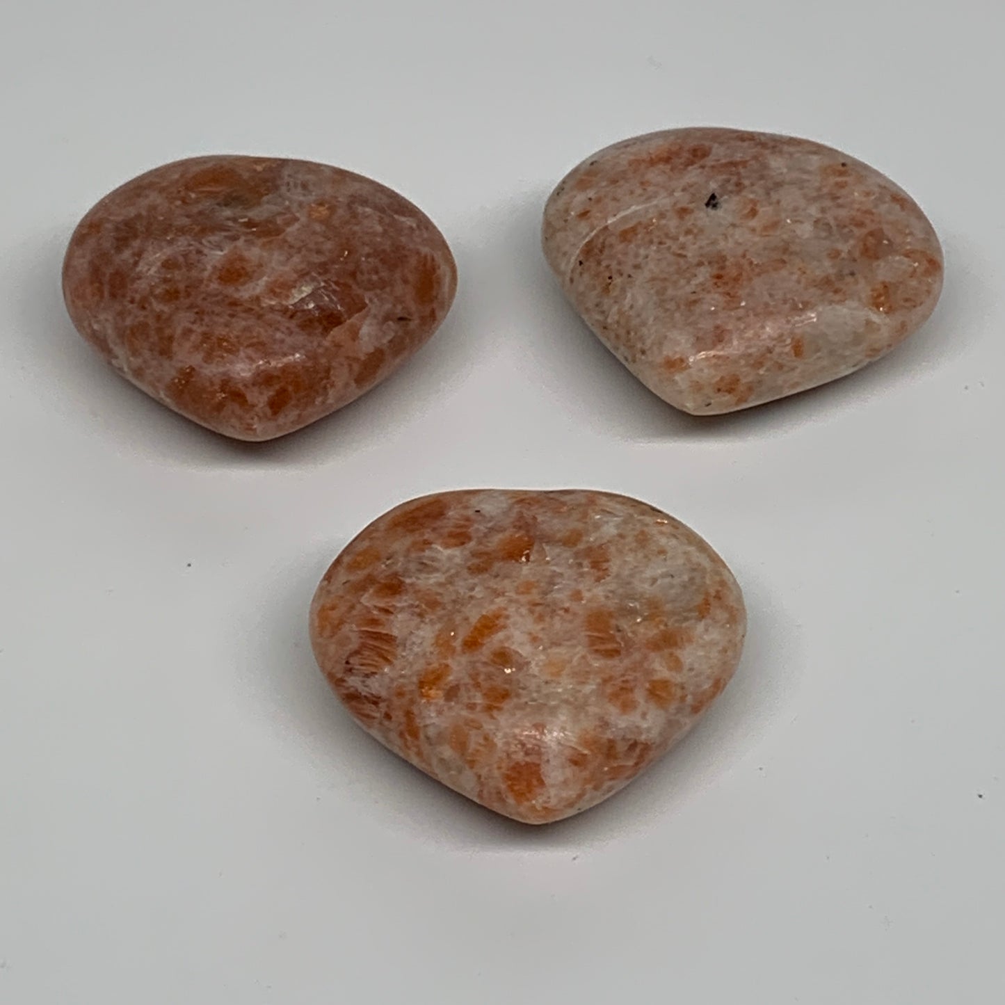 205.1g,1.7"-1.9", 3pcs, Sunstone Heart Polished Healing Crystal, B34803