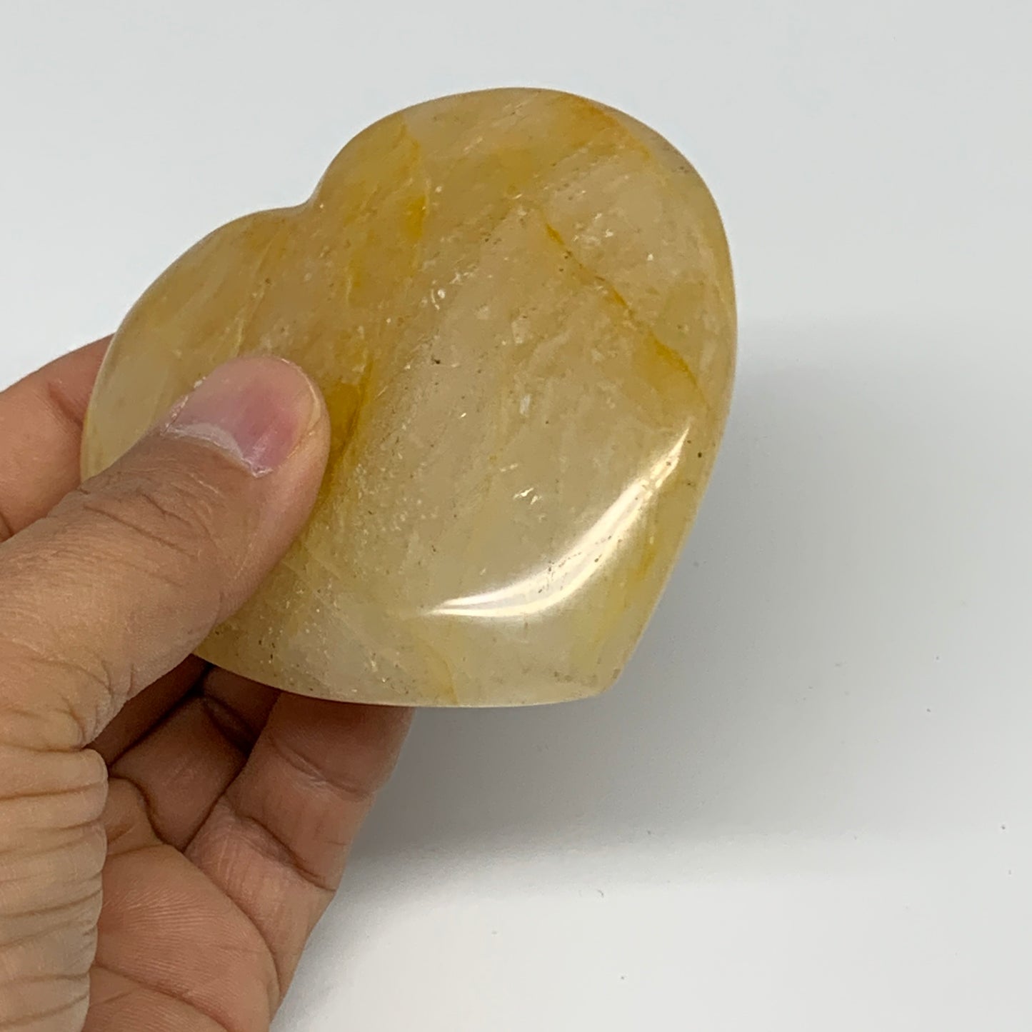 193.7g, 3"x3"x1" Yellow Healing Quartz Heart Crystal @Madagascar, B30577