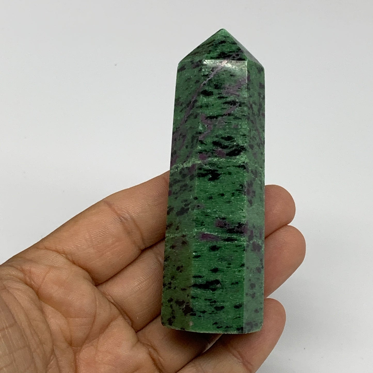 137.2g, 3.5"x1", Natural Ruby Zoisite Tower Point Obelisk @India, B31419