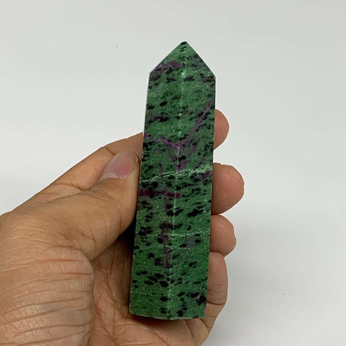 137.2g, 3.5"x1", Natural Ruby Zoisite Tower Point Obelisk @India, B31419