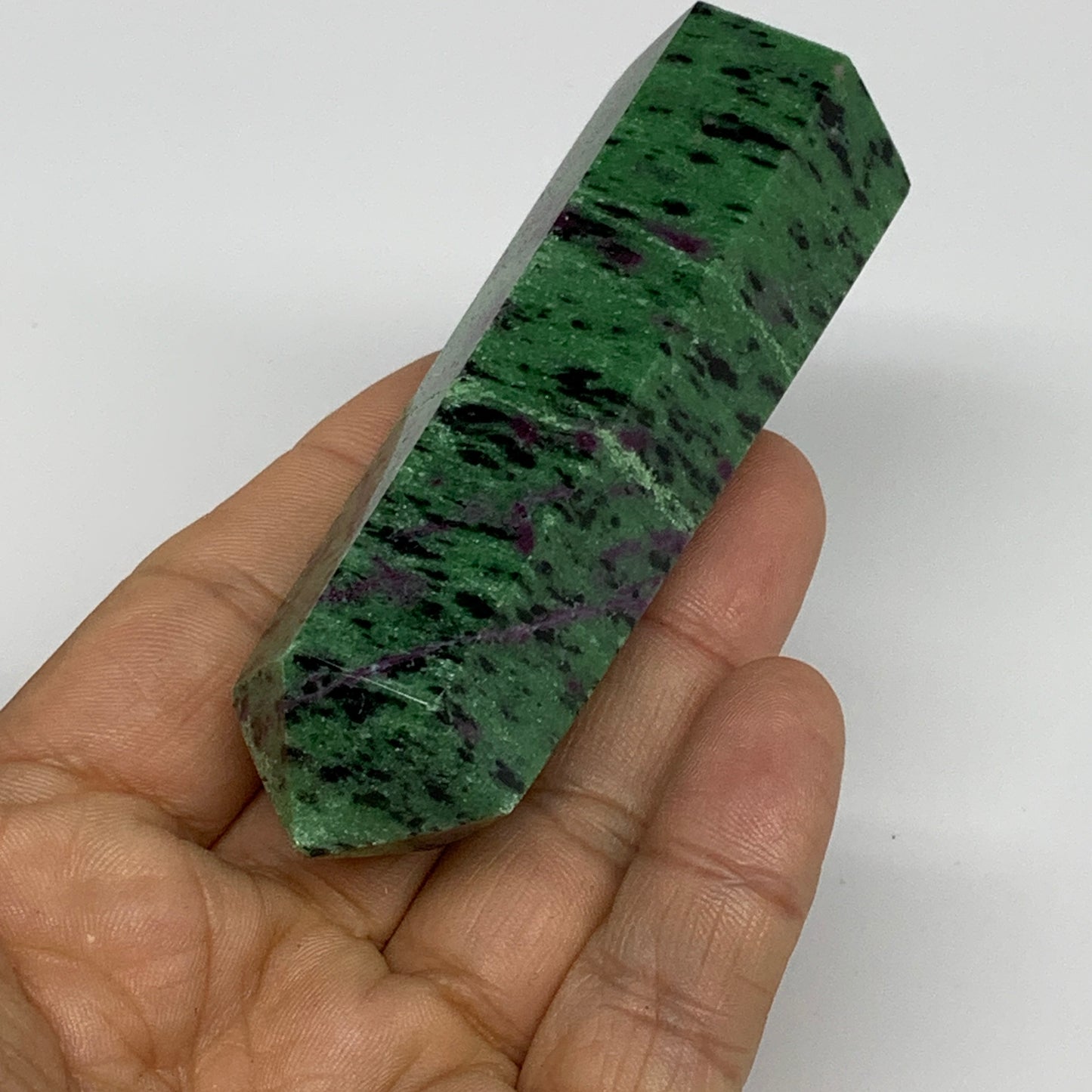137.2g, 3.5"x1", Natural Ruby Zoisite Tower Point Obelisk @India, B31419