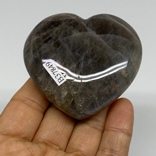 0.27 lbs, 2.3"x2.5"x0.9", Black Moonstone Heart Polished Crystal Decor, B37849