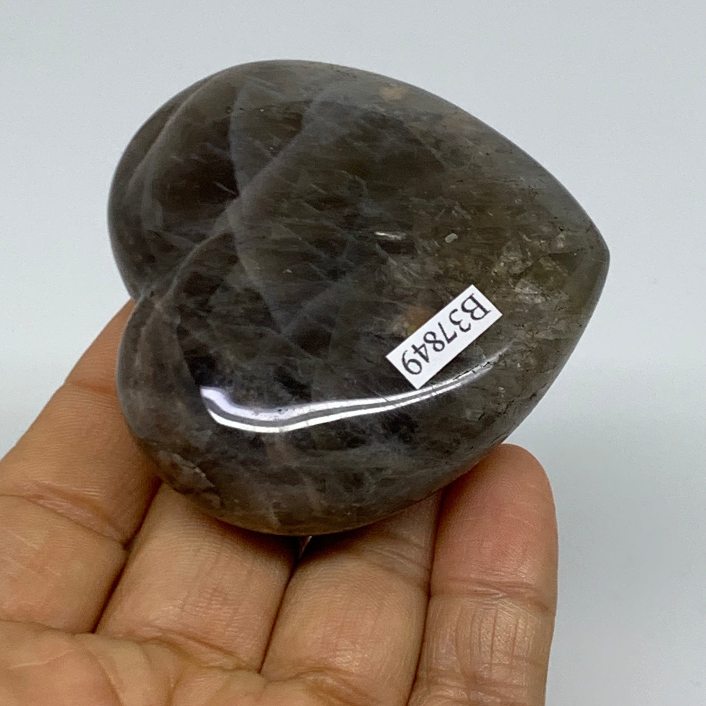 0.27 lbs, 2.3"x2.5"x0.9", Black Moonstone Heart Polished Crystal Decor, B37849