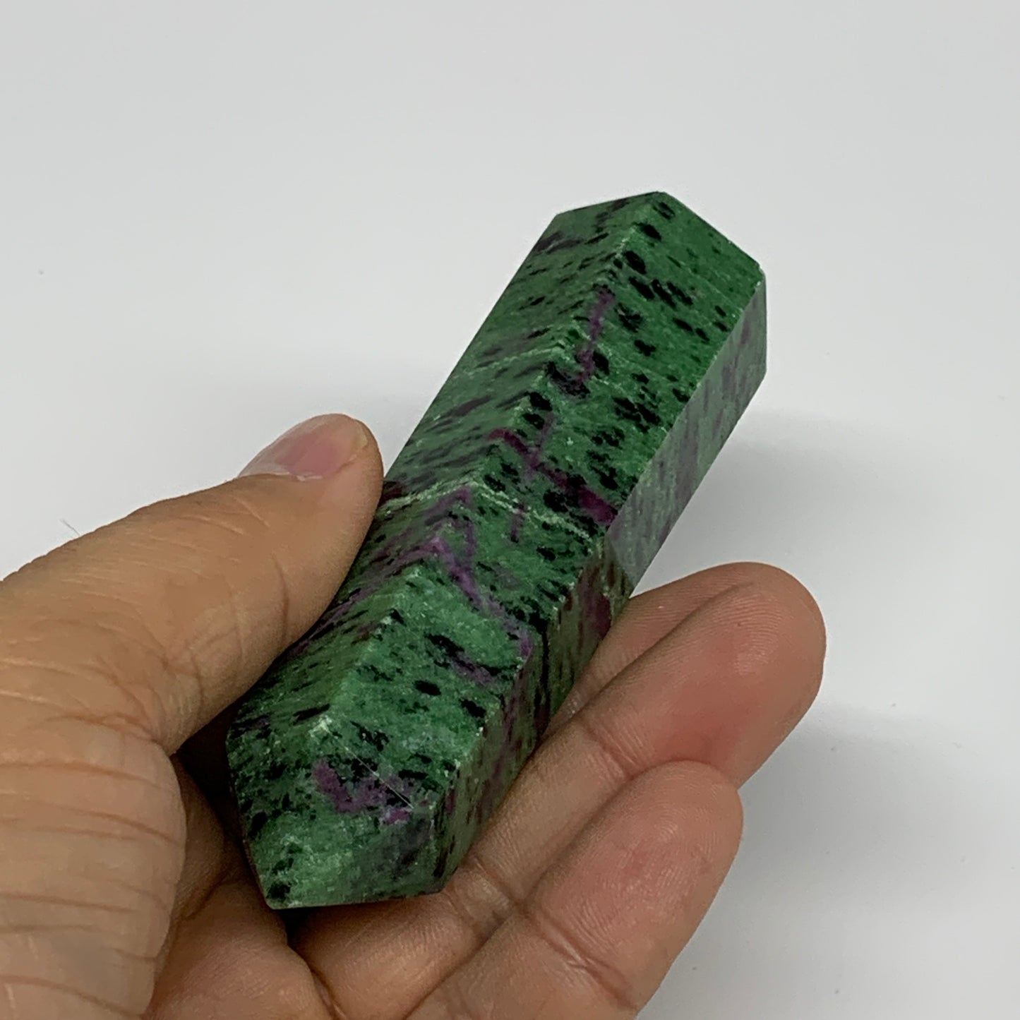 137.2g, 3.5"x1", Natural Ruby Zoisite Tower Point Obelisk @India, B31419