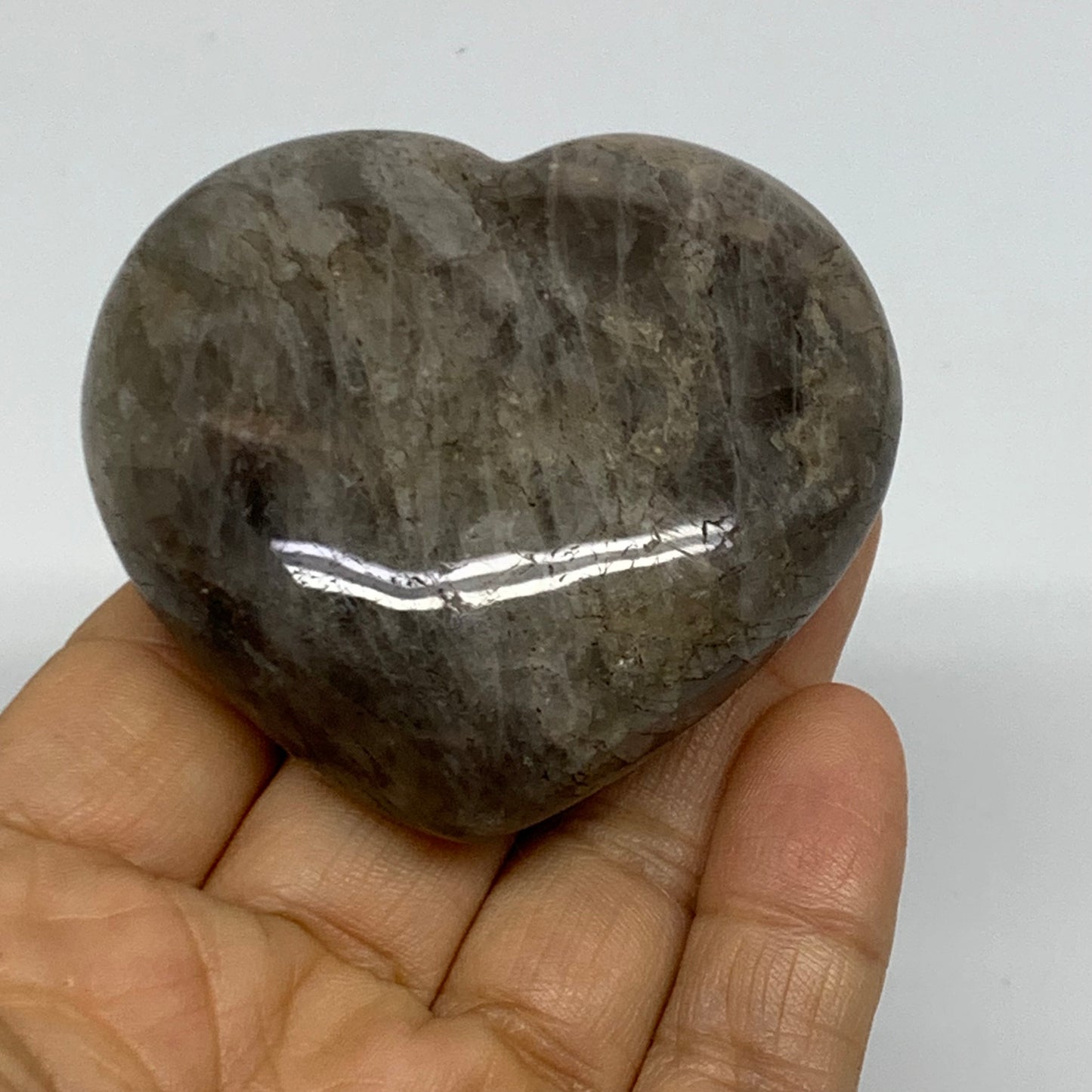 0.27 lbs, 2.3"x2.5"x0.9", Black Moonstone Heart Polished Crystal Decor, B37849