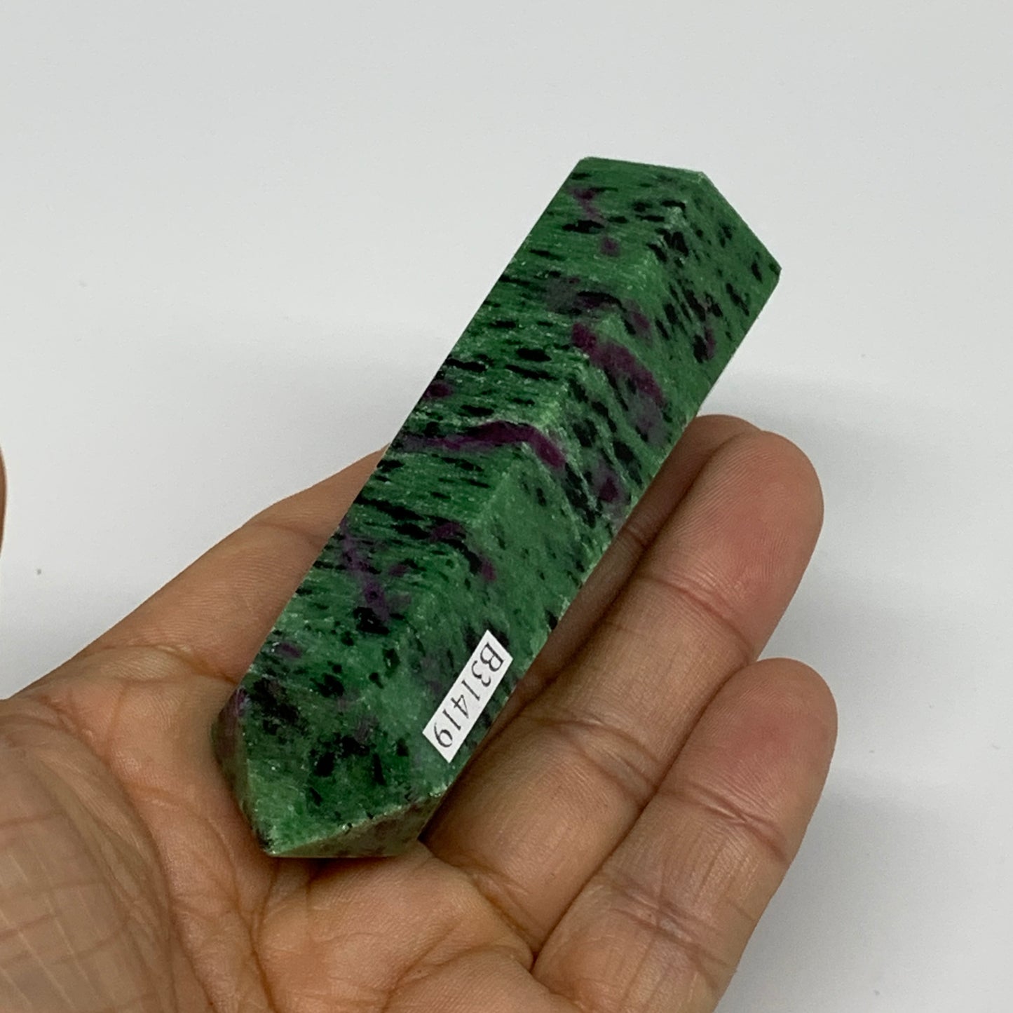 137.2g, 3.5"x1", Natural Ruby Zoisite Tower Point Obelisk @India, B31419
