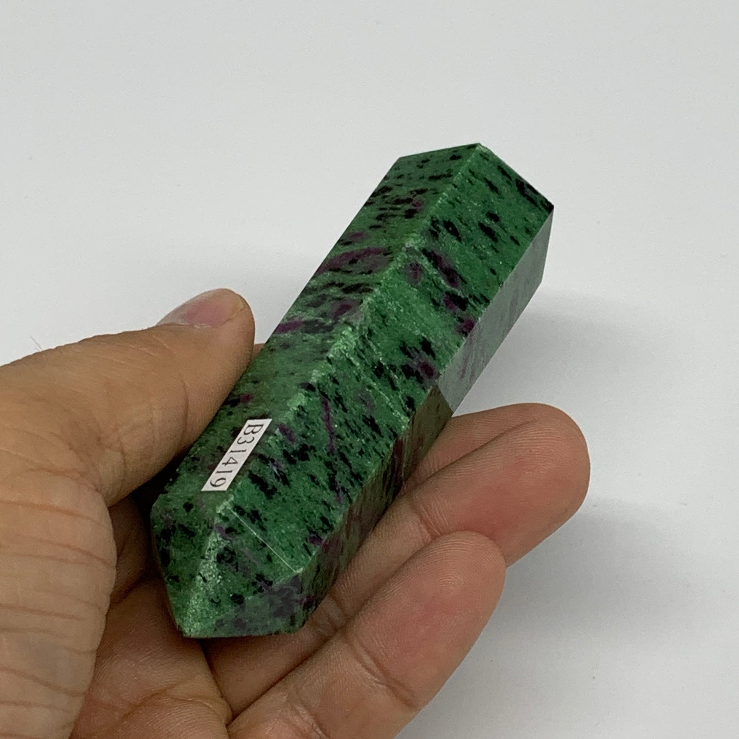 137.2g, 3.5"x1", Natural Ruby Zoisite Tower Point Obelisk @India, B31419